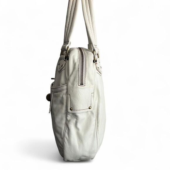 Marc Jacobs White Leather Satchel Turn Lock Tote - Picture 4 of 7